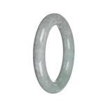 Authentic Gray with Light Green Section Burma Jade Bangle - 51mm Round