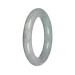 Authentic Gray with Light Green Section Burma Jade Bangle - 51mm Round