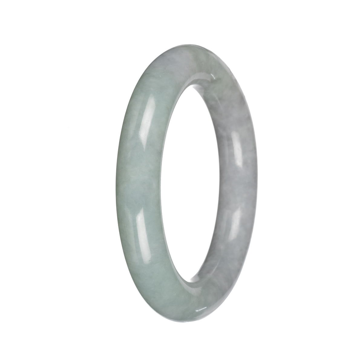 Authentic Gray with Light Green Section Burma Jade Bangle - 51mm Round