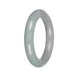 Authentic Gray with Light Green Section Burma Jade Bangle - 51mm Round