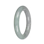 Authentic Gray with Light Green Section Burma Jade Bangle - 51mm Round