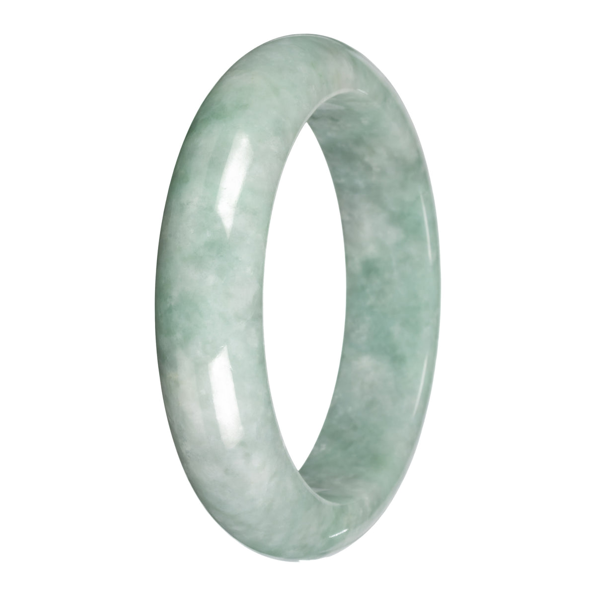 Grade A Green Burmese Jade Bangle - 58mm Half Moon