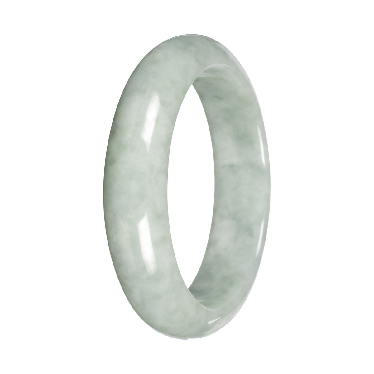 Authentic Light Green Burmese Jade Bangle Bracelet - 55mm Half Moon
