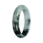 Real Light Green with Deep Green Pattern Burmese Jade Bangle Bracelet - 54mm Half Moon