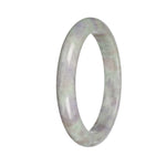 Authentic Light Green and Lavender Pattern Jade Bangle Bracelet - 59mm Half Moon