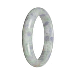Natural Light Green and Lavender Pattern Burma Jade Bangle Bracelet - 59mm Half Moon