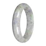 Grade A Pale Green and Lavender Pattern Jade Bangle - 59mm Half Moon
