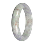 Grade A Pale Green and Lavender Pattern Jade Bangle - 59mm Half Moon