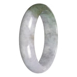 Genuine Gray with Pale Lavender and Olive Patch Burmese Jade Bangle - 62mm Half Moon