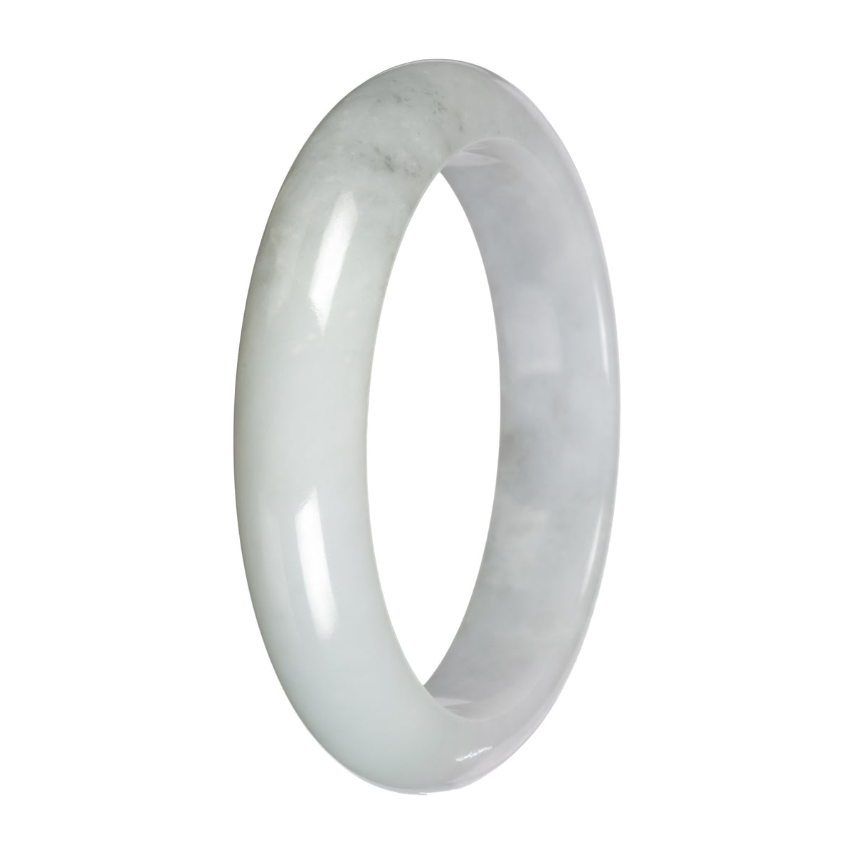 Natural White Traditional Jade Bangle - 58mm Half Moon