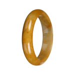 Authentic Bright Yellow with Light Olive Green Patch Jadeite Jade Bangle - 52mm Half Moon