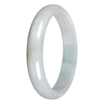 Real Pale Green with White Section Jadeite Jade Bangle - 78mm Half Moon