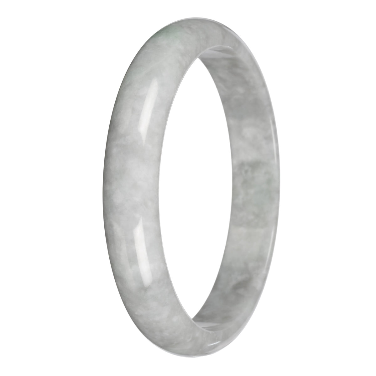 Genuine Grey Burma Jade Bangle - 83mm Half Moon