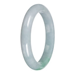 Untreated Pale Green with Emerald Green Jadeite Jade Bangle - 64mm Half Moon