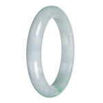 Authentic Pale Green with Emerald Green Burma Jade Bangle - 63mm Half Moon