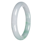 Real White with Apple Green Traditional Jade Bangle Bracelet - 64mm Half Moon