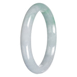 Real White with Apple Green Traditional Jade Bangle Bracelet - 64mm Half Moon