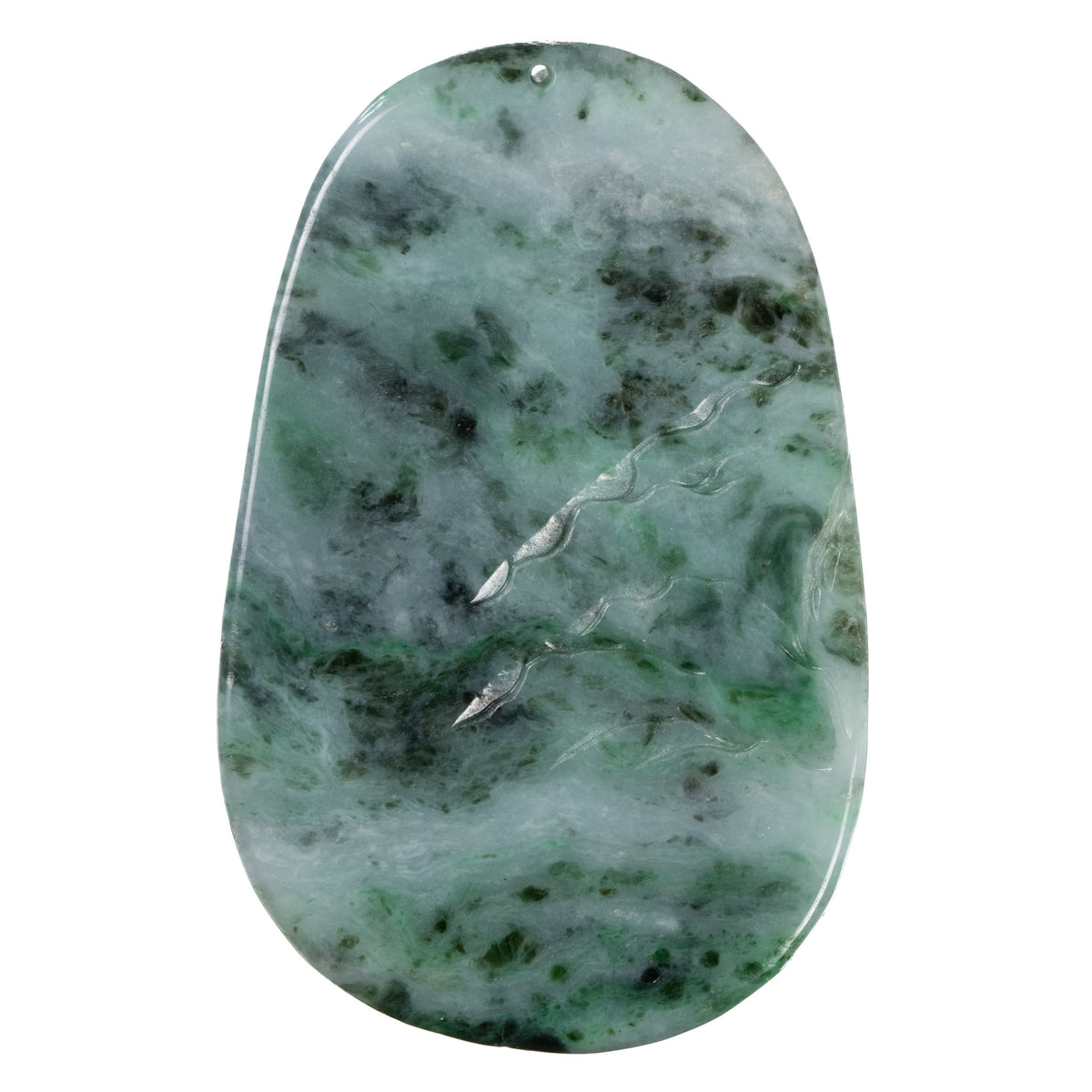 Natural Landscape Carving Jadeite Jade Pendant