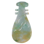 Carved Jade Musical Instrument Pipa Pendant with Flowers and Birds