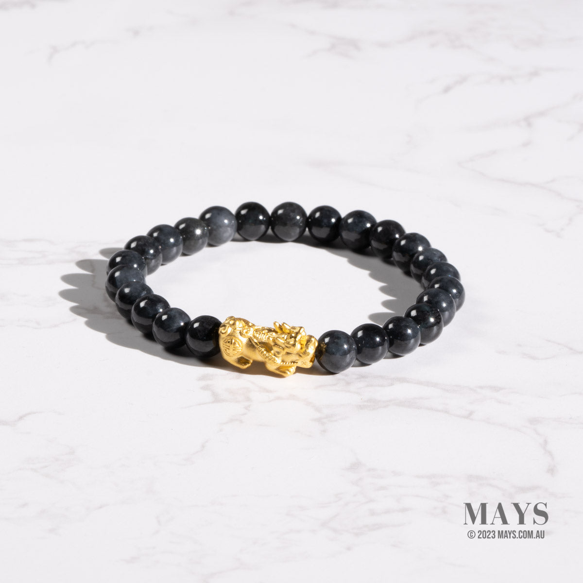 Wealth Guardian Jade Bracelet with Grey and Black Burmese Jadeite