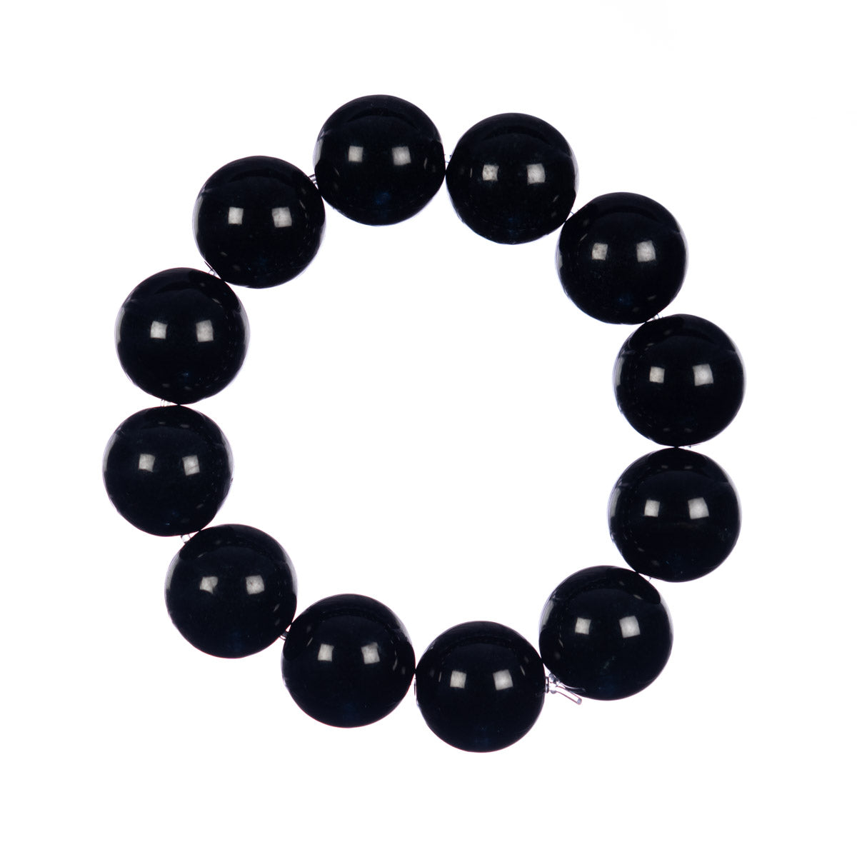 Mens Black Feicui Jade Bead Bracelet