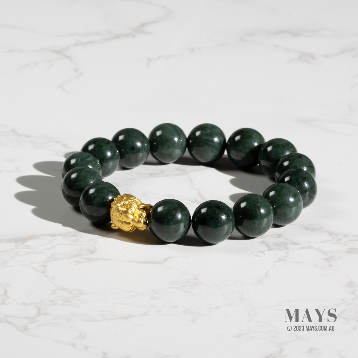 Guardian Strength Jade Bracelet with 24K Gold Tiger