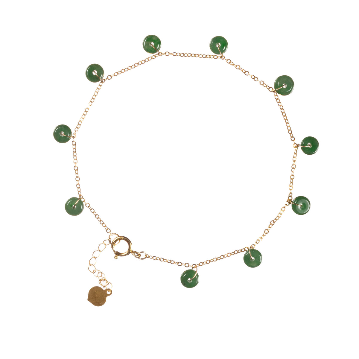 Adjustable Jade and Gold Bracelet with 18K Yellow Gold