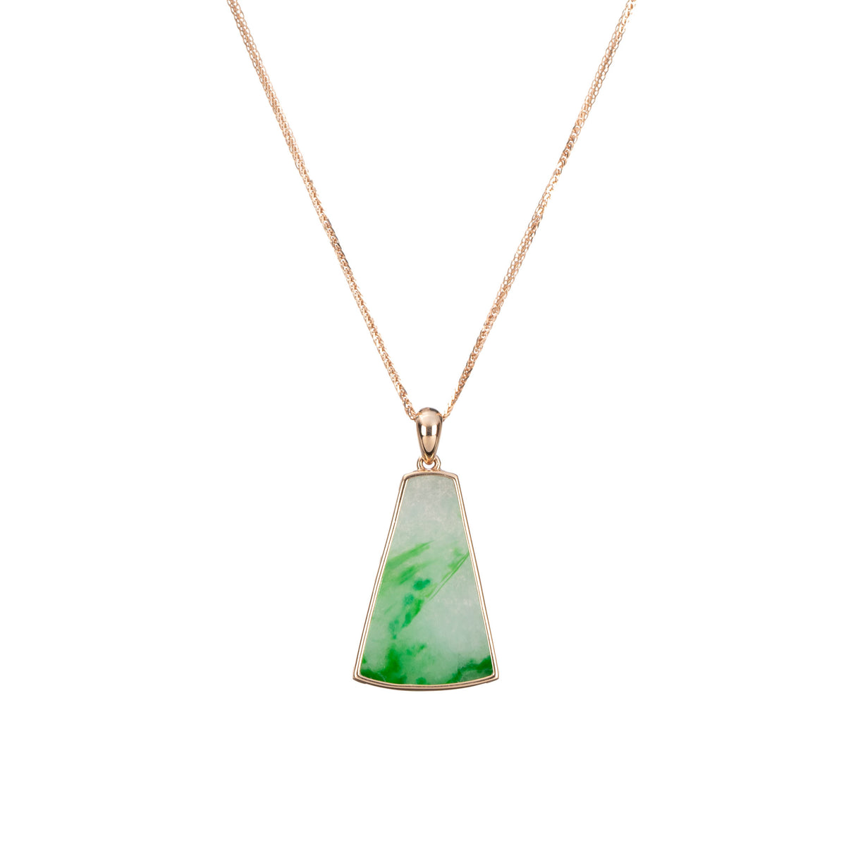 Small Trapezoid Jadeite Jade Pendant - Floral Frame