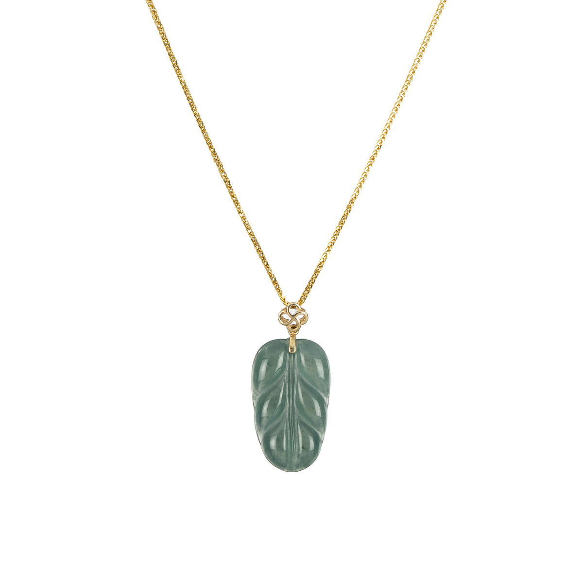 Petite Icy Jadeite Jade Leaf Pendant
