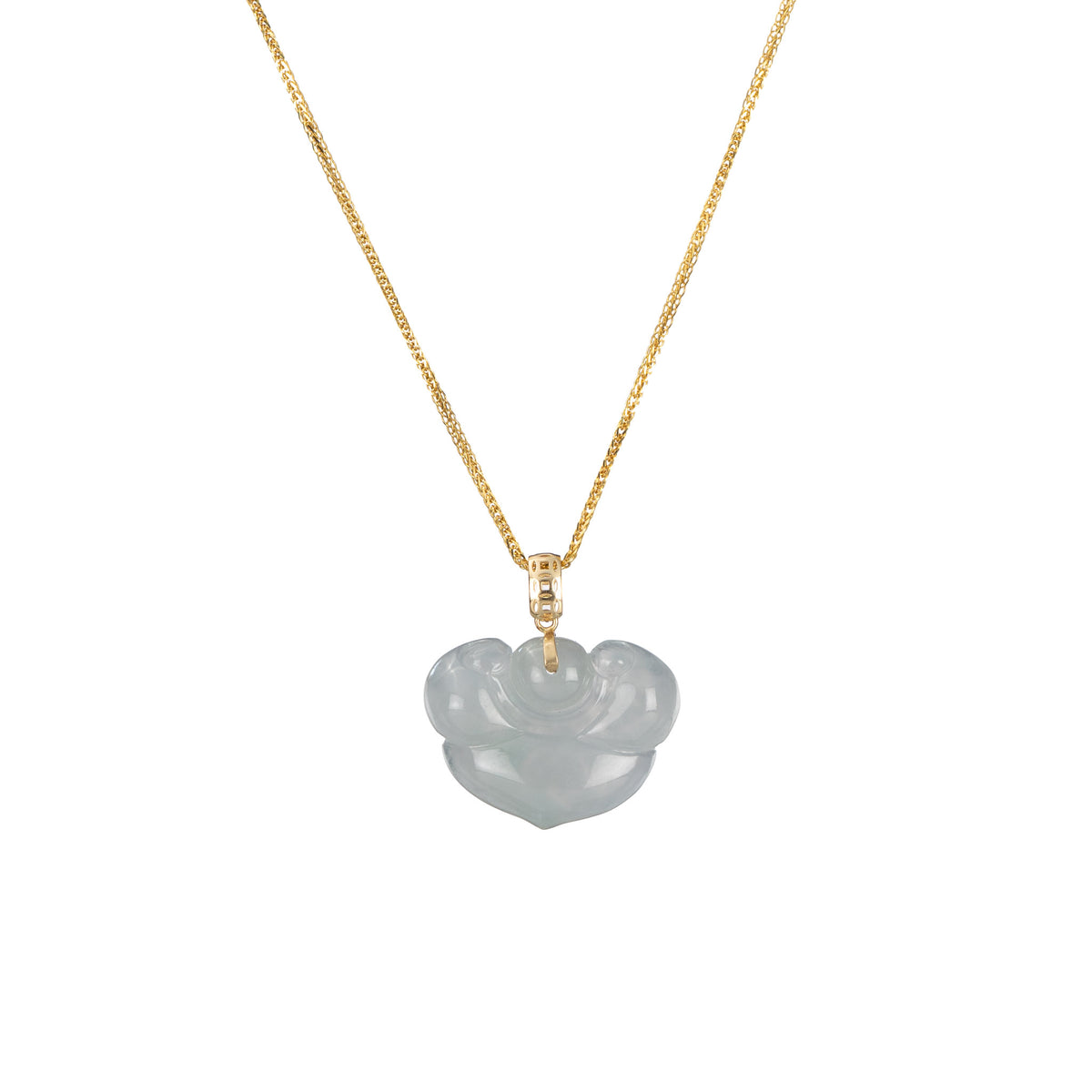 Genuine Jade Ruyi Necklace with Yellow Gold