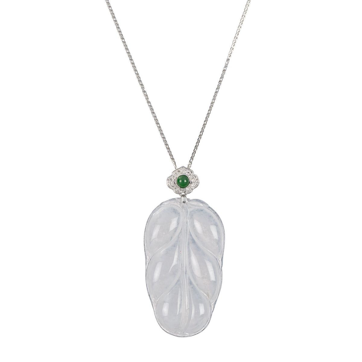 Icy Grade A Jade Leaf Pendant