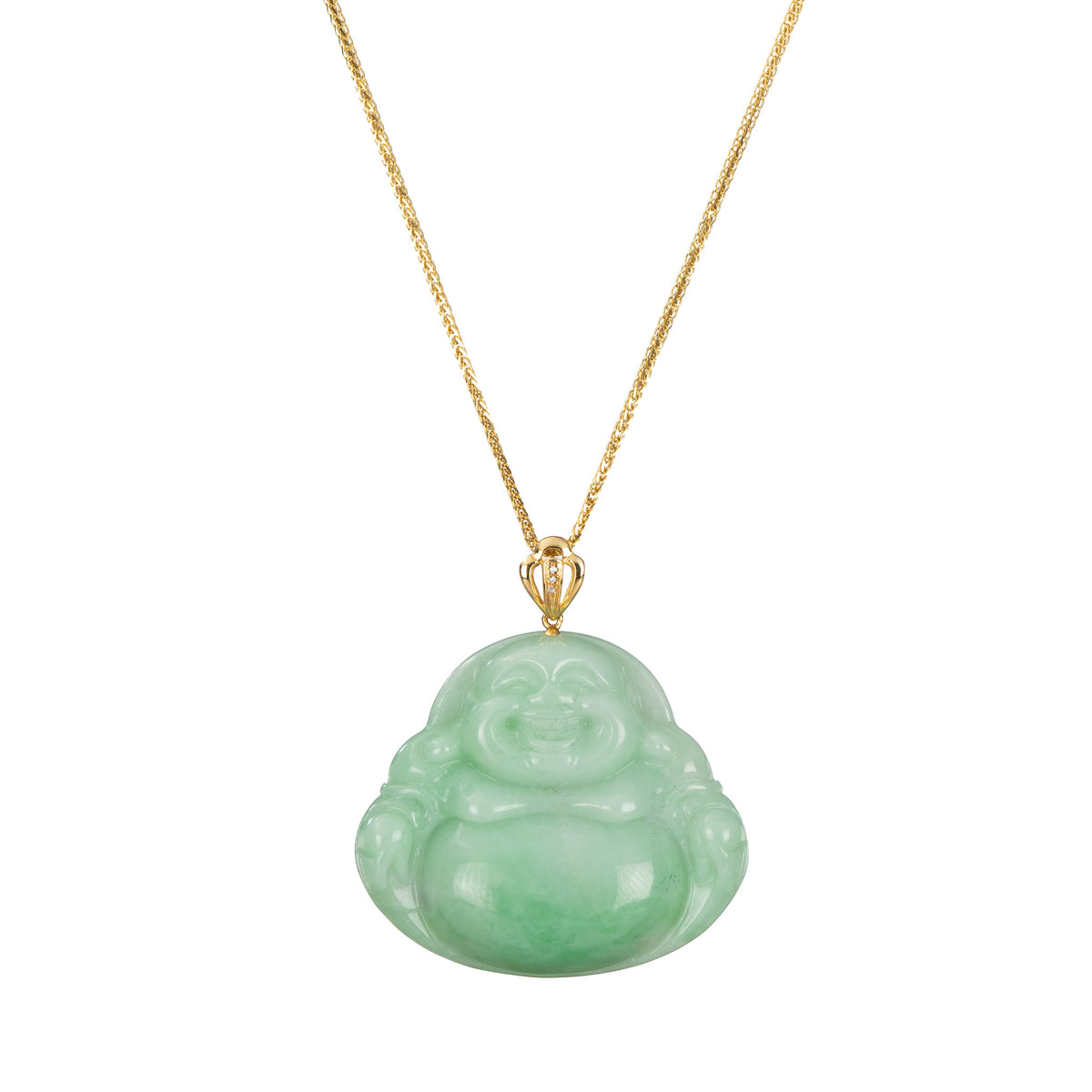 Green Laughing Buddha Jadeite Jade Pendant