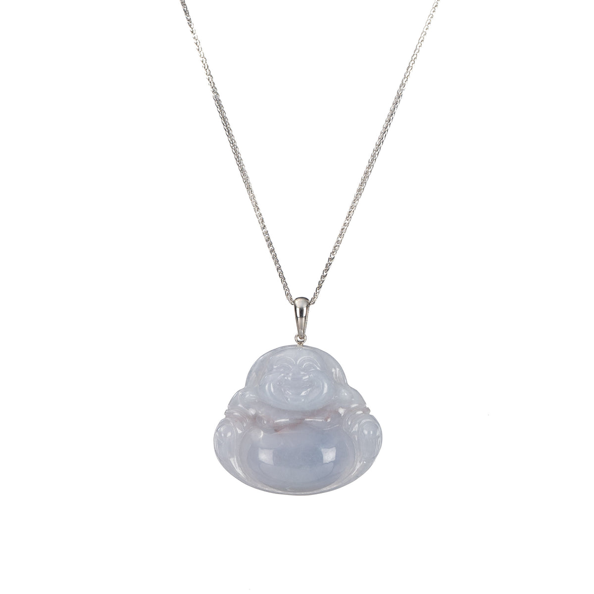 Greyish Lavender Laughing Buddha Jade Pendant