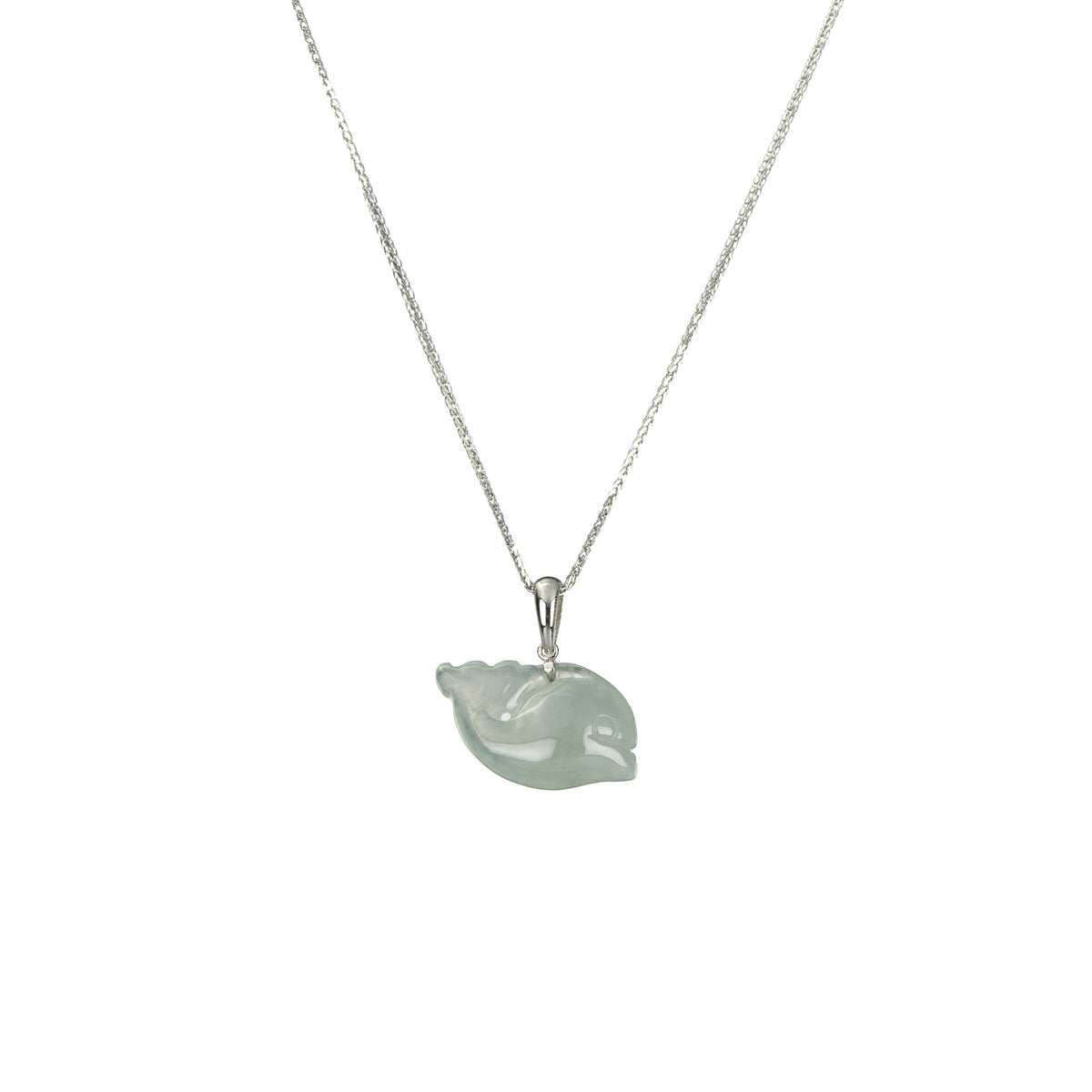 Translucent Pale Green Dolphin Jadeite Jade Pendant