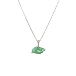 Genuine Jade Dolphin Necklace in 18K White Gold