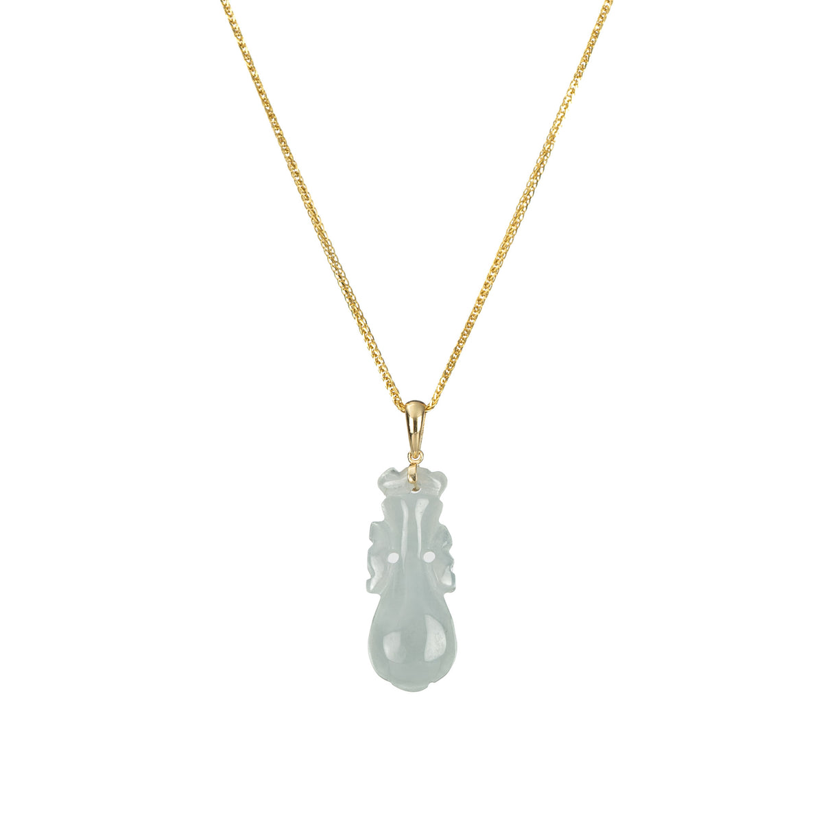 Burmese Jadeite Vase Pendant with 18K Yellow Gold