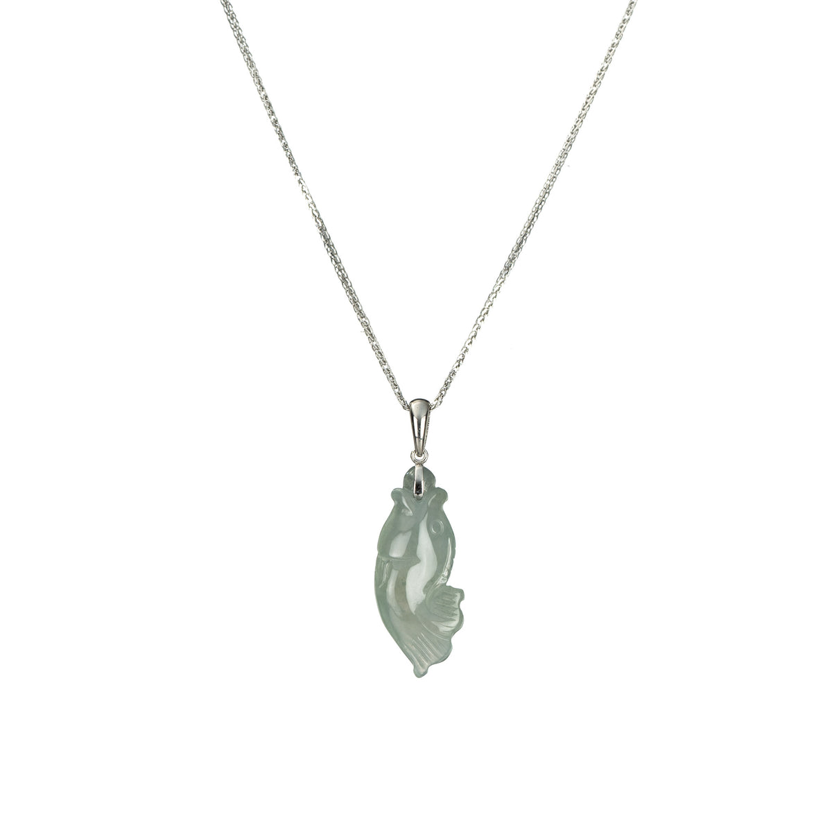 Icy Pale Green Jade Fish Pendant