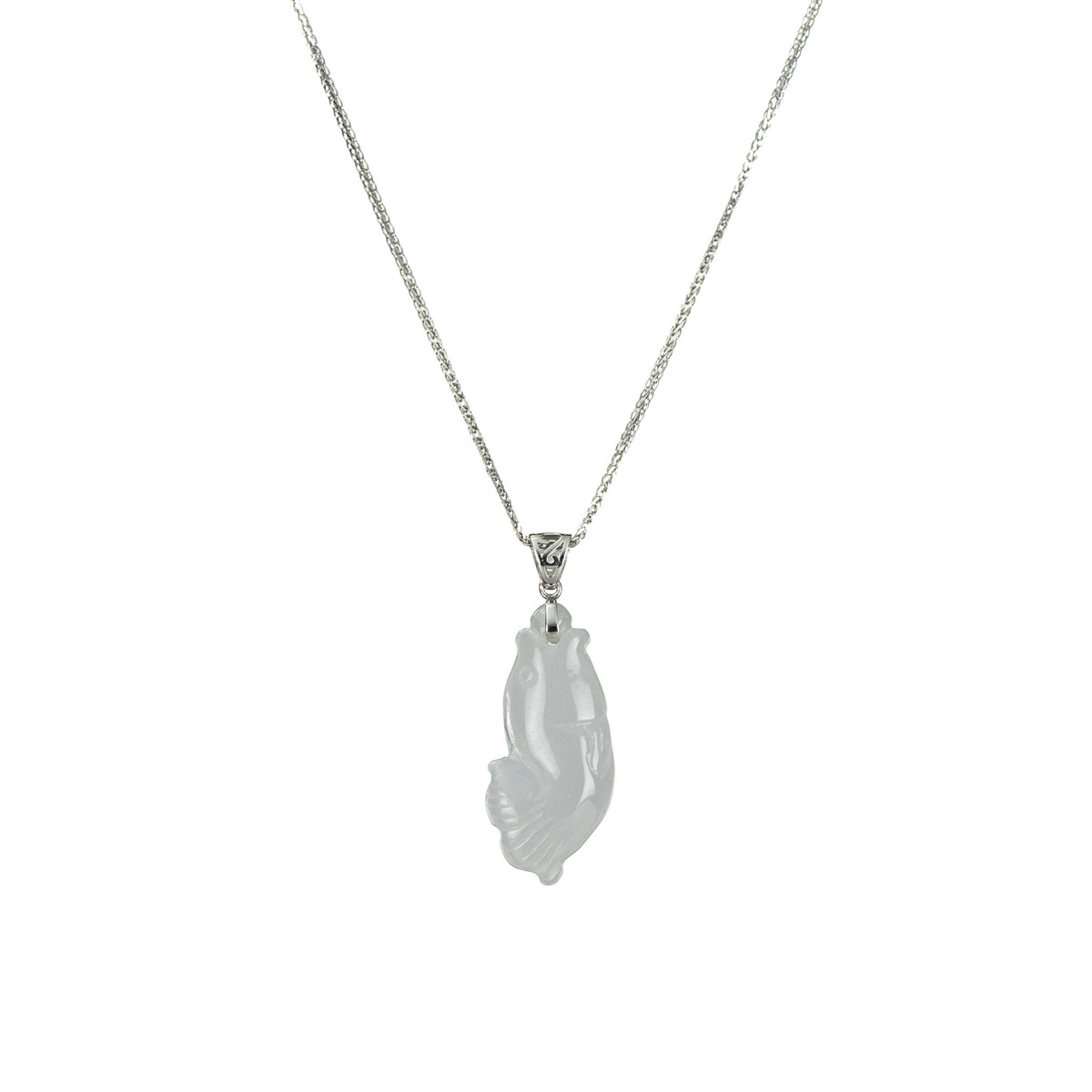 Jade Fish Necklace with 18K White Gold