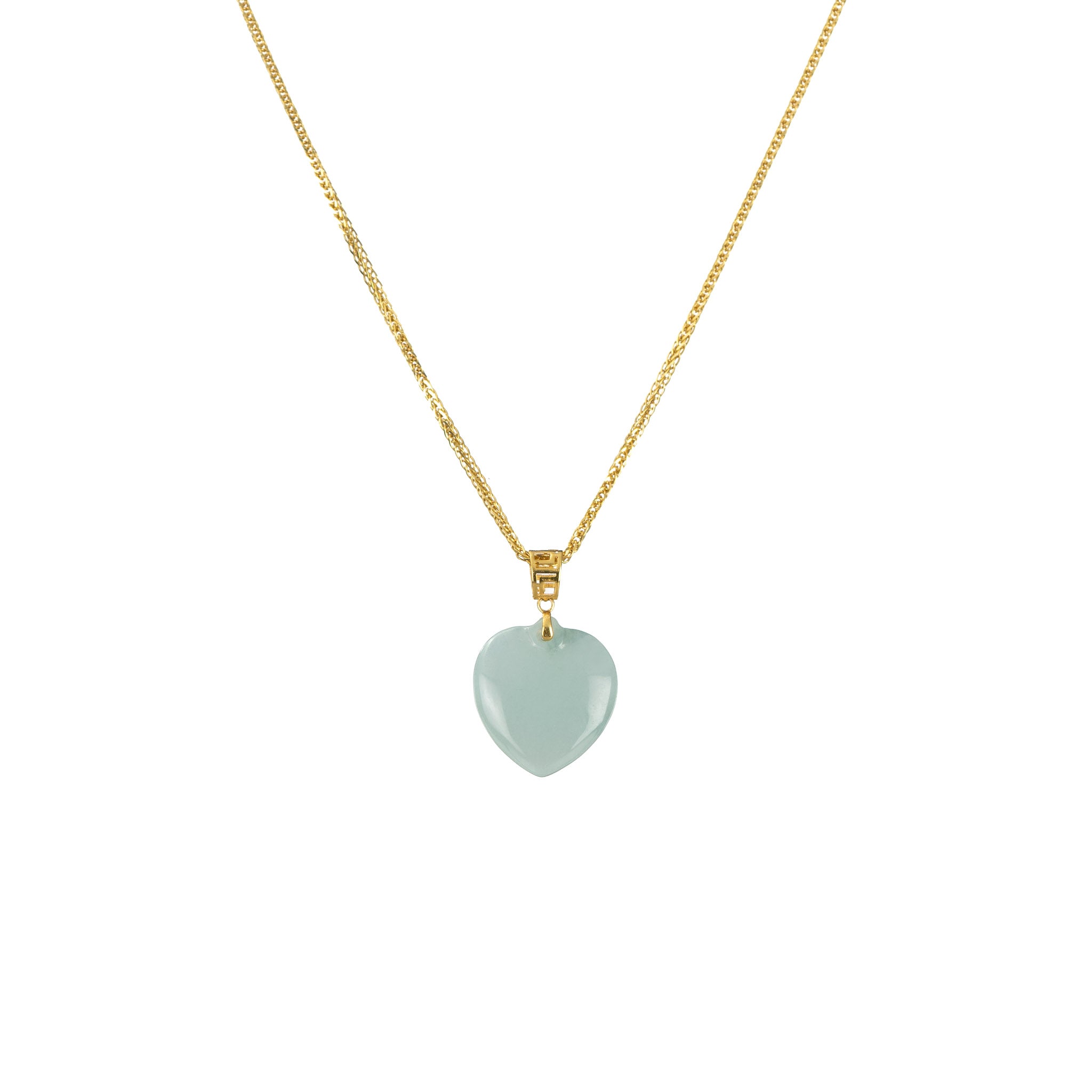 Jade Heart Pendant with 18K Yellow Gold Genuine Burmese Jadeite