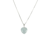 Small Jadeite Jade Heart Pendant - 18K White Gold