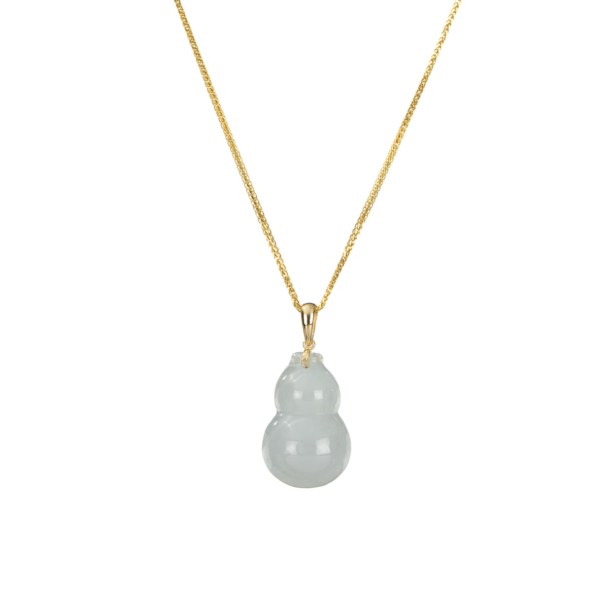 18K Yellow Gold Hulu Jade Pendant - Grade A Jadeite