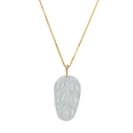 18K Yellow Gold Jadeite Jade Leaf Necklace