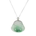 Untreated Happy Buddha Jade Necklace - 18K White Gold