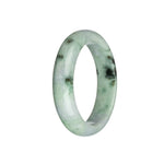 Genuine Untreated Light Green with Dark Green and Pale Lavender Patterns Burma Jade Bangle Bracelet - 58mm Half Moon
