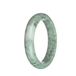 Authentic Type A Light Green with Dark Grey Patterns Burmese Jade Bangle - 67mm Half Moon