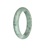 Authentic Type A Light Green with Dark Grey Patterns Burmese Jade Bangle - 67mm Half Moon