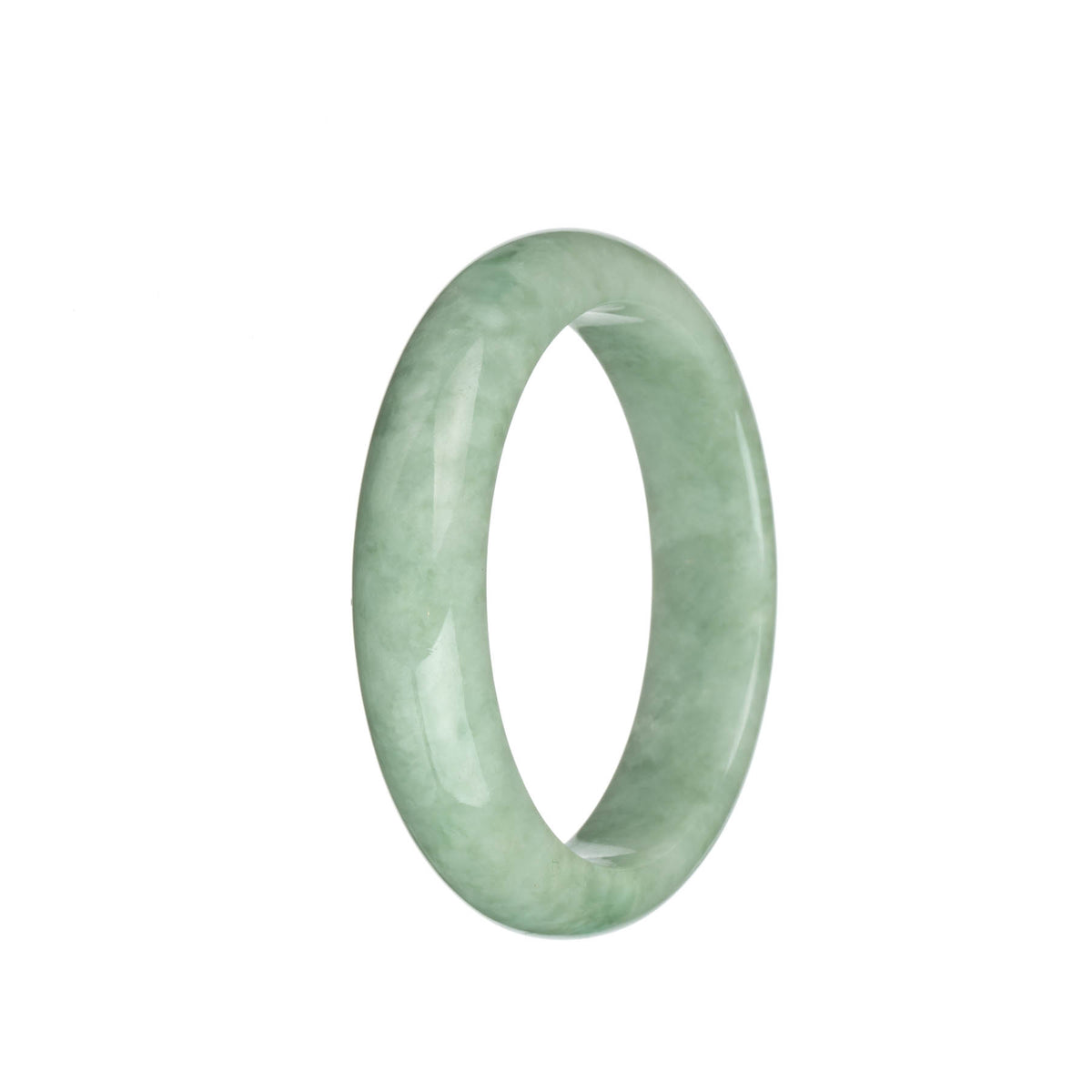 Certified Grade A Light Green Jade Bracelet - 58mm Half Moon