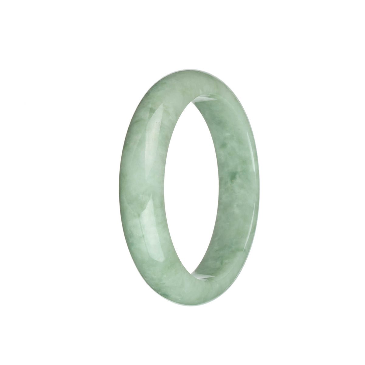 Certified Grade A Light Green Jade Bracelet - 58mm Half Moon