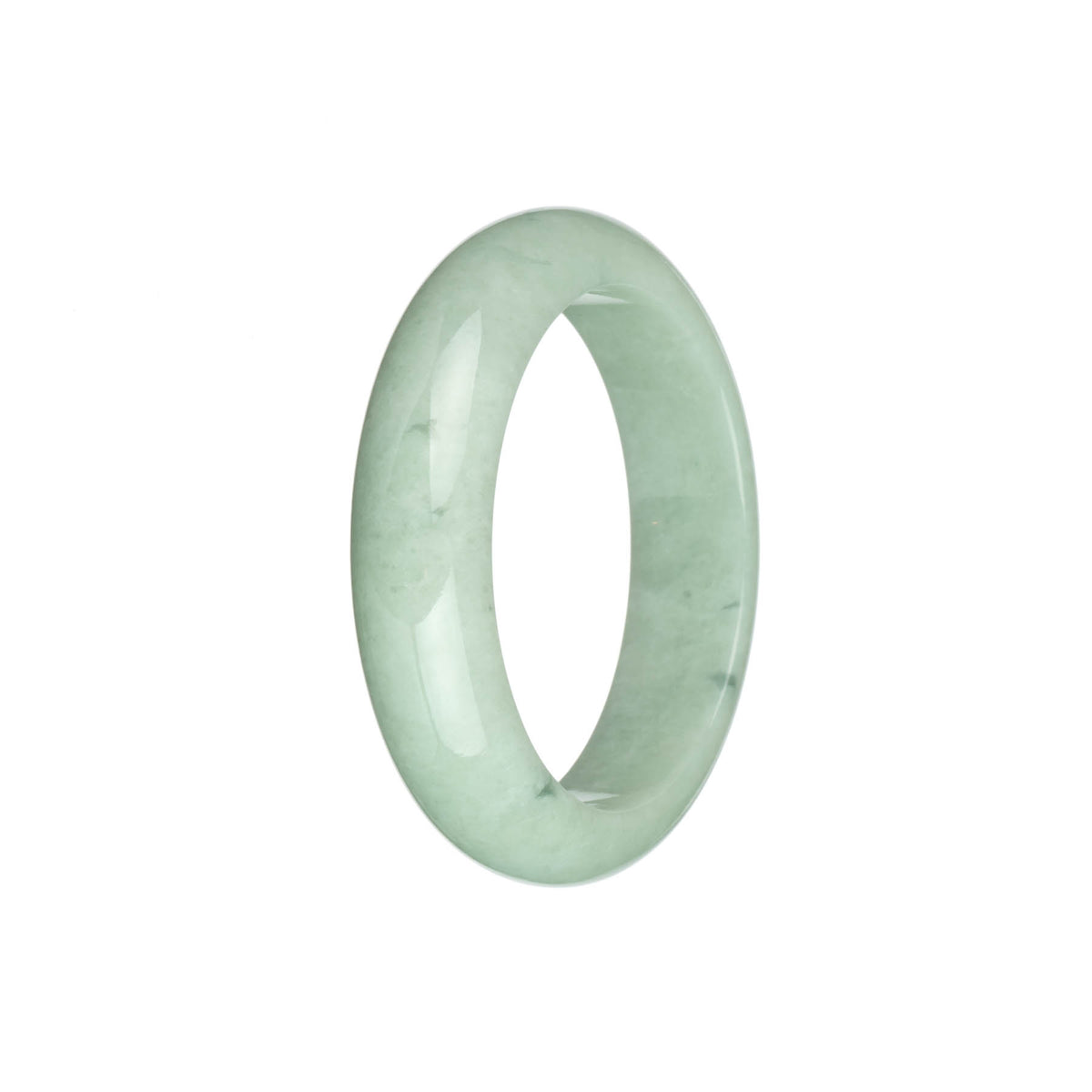 Certified Natural Light Green with Dark Green Spots Burmese Jade Bracelet - 54mm Half Moon