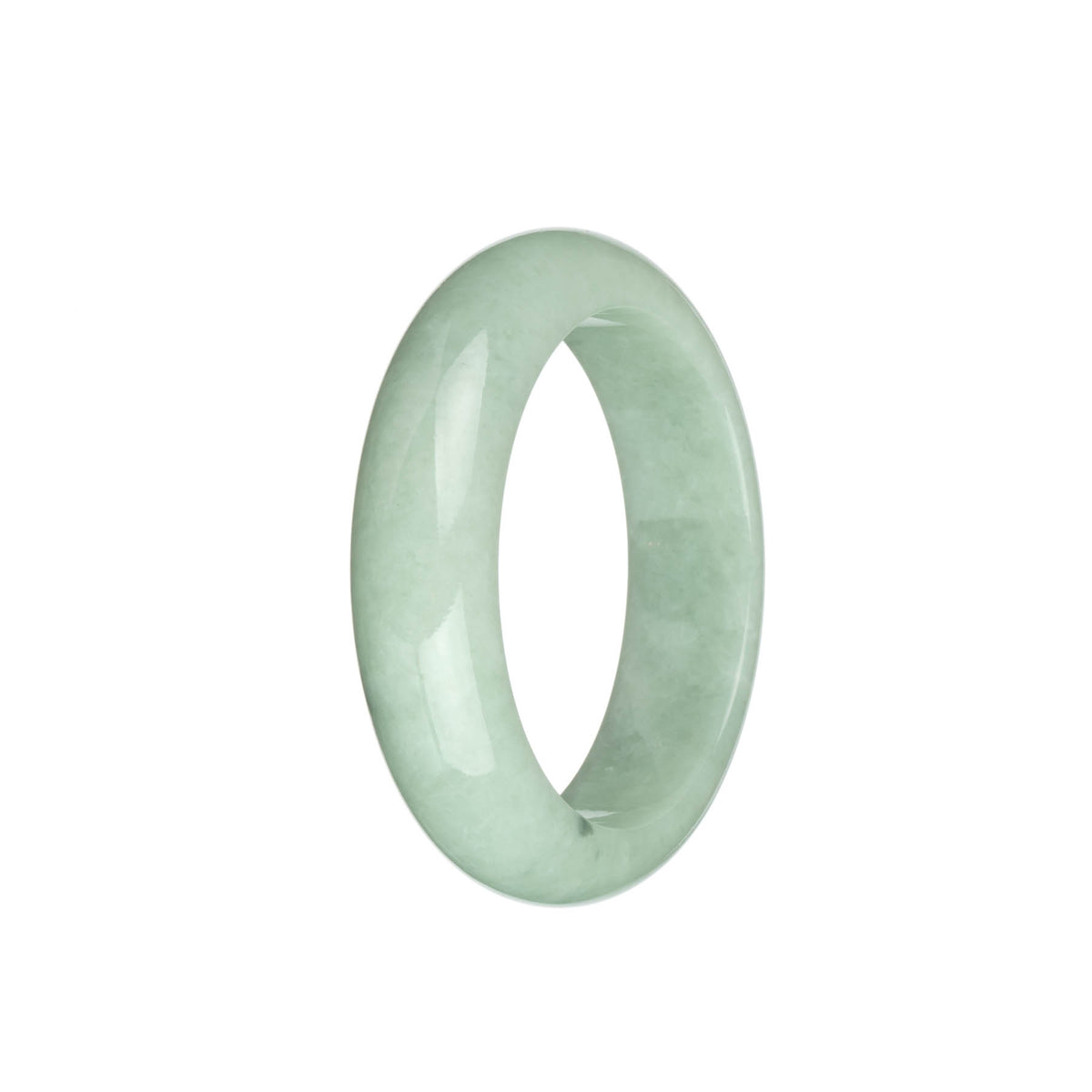 Genuine Untreated Light Green with Dark Green Spot Jade Bangle - 54mm Half Moon